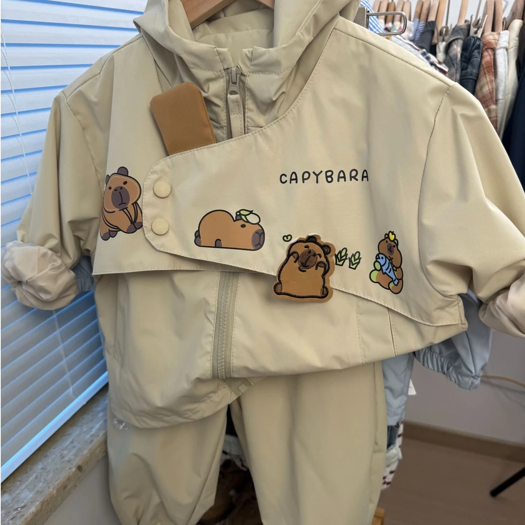 男童套装春季新款冲锋衣套装儿童爆款宽松韩版洋气百搭休闲外套