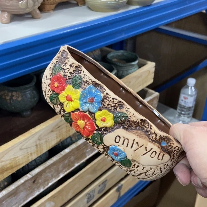 陶瓷花盆单场满9.9发17*9.5*5.5