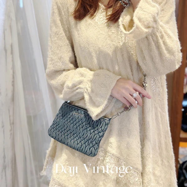 大吉中古/MIUMIU缪缪丹宁褶皱斜挎包