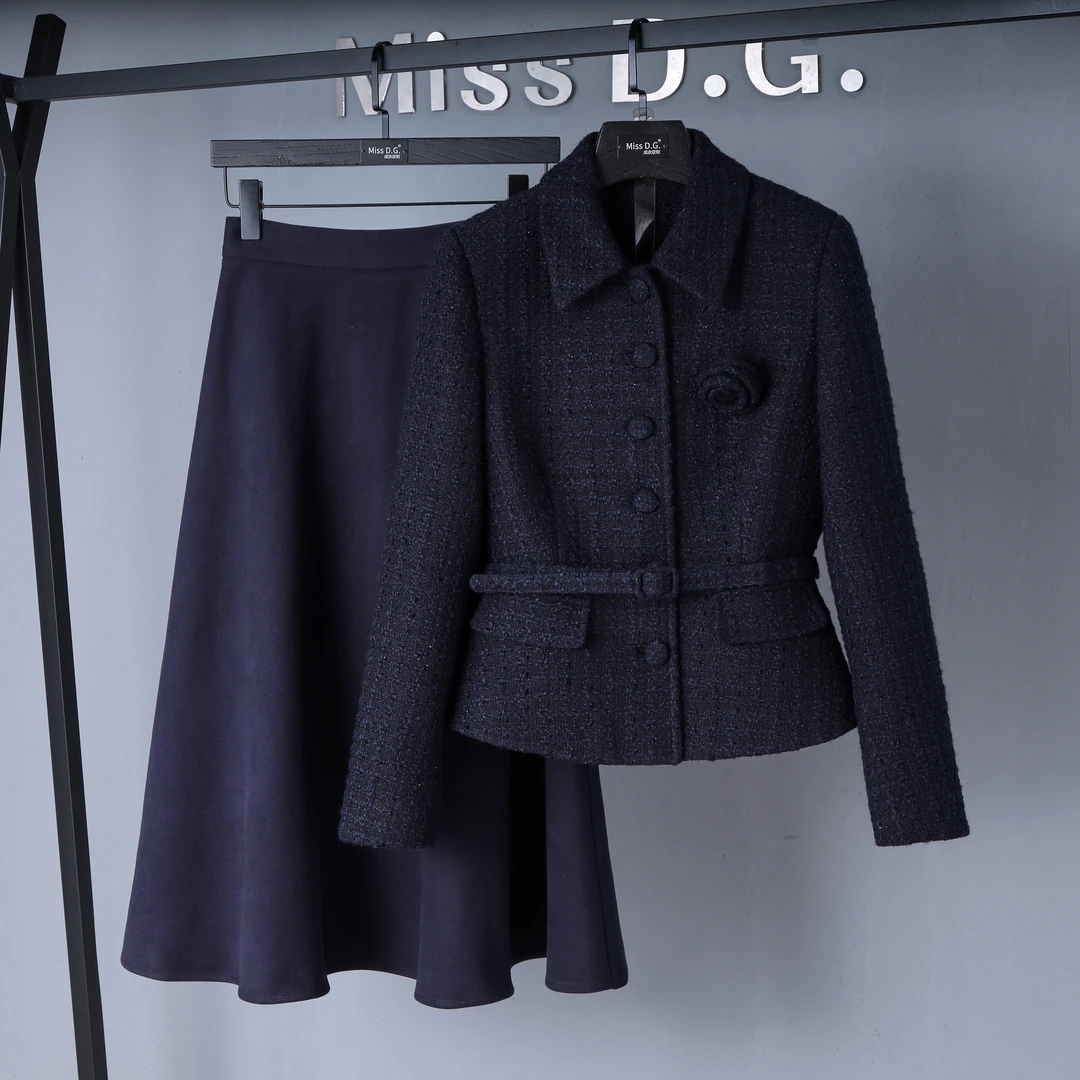 MissD.G.名媛气质小香风套装女2025秋季时尚上衣半裙套装PP-ZB255