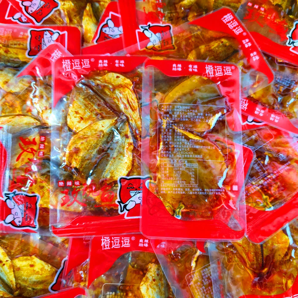橙逗逗片片玫瑰鱼香辣味小鱼干湖南特产零食休闲宿舍追剧开袋即食