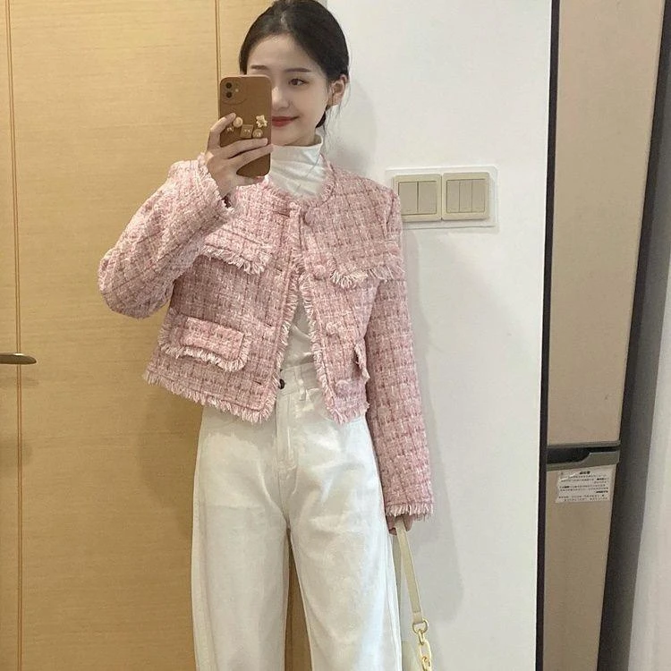 秋季2025新款高级感气质法式小香风外套女装小个子短款设计感上衣