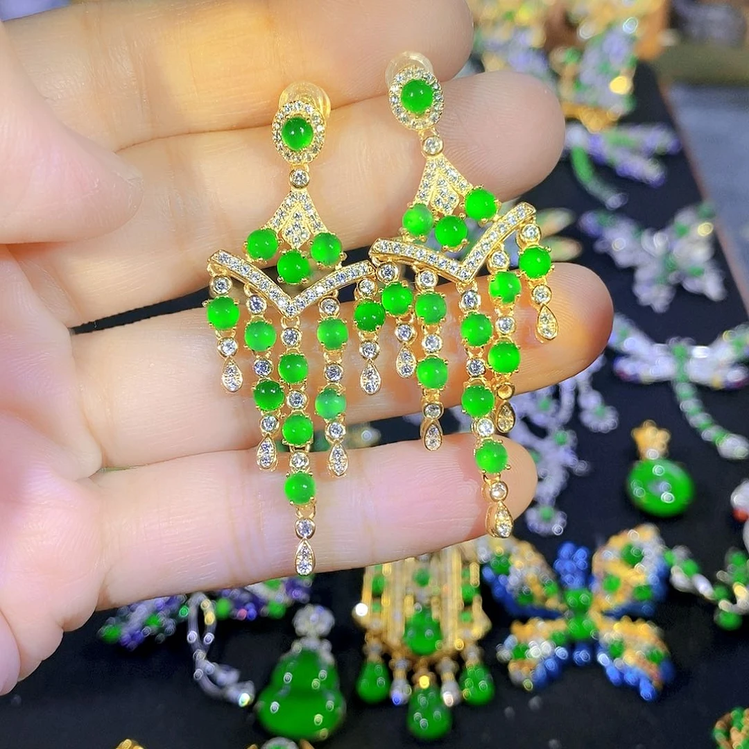 吊坠(不含链)银S925镶嵌翡翠