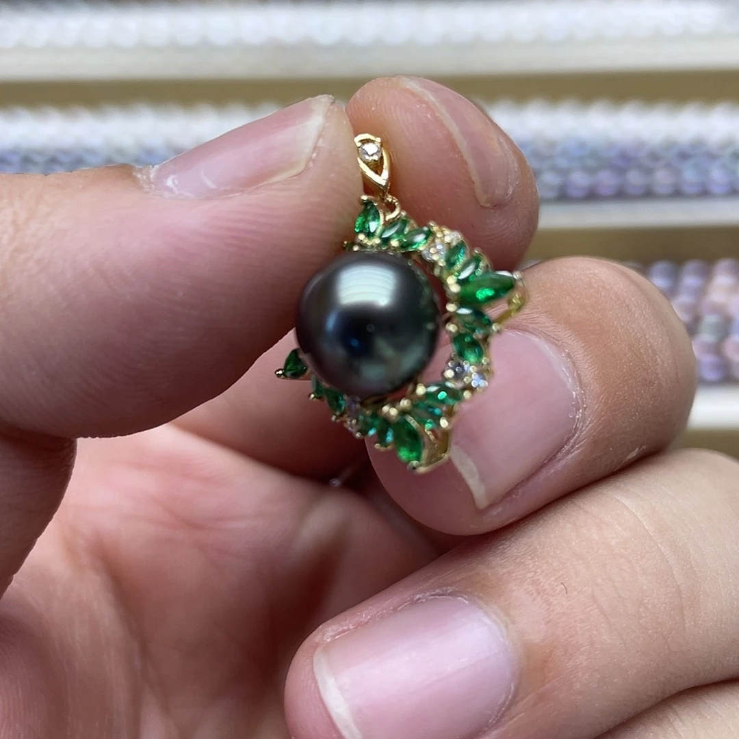 海水珍珠银S925镶嵌颈饰