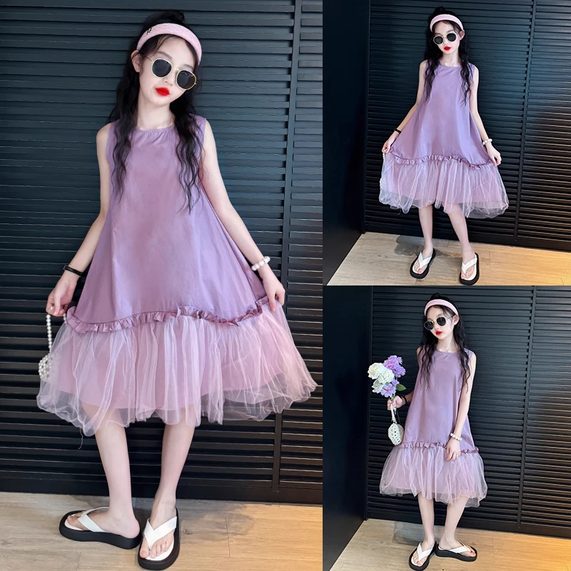 女童连衣裙2025新款夏女大童海边度假沙滩裙儿童夏季背心裙子薄款