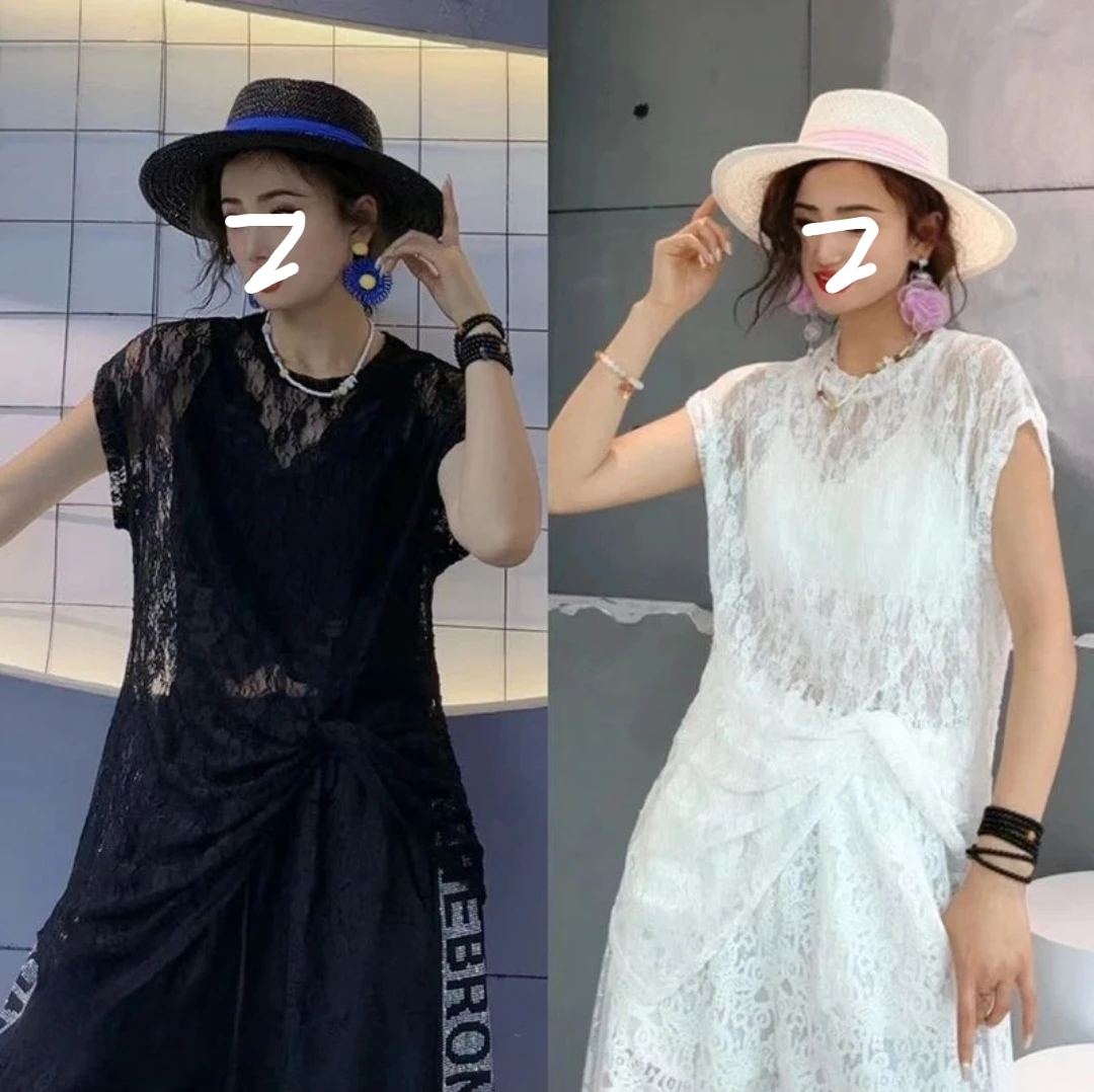 夏季新品蕾丝短袖T恤上衣轻薄透视小梅花蕾丝衫女