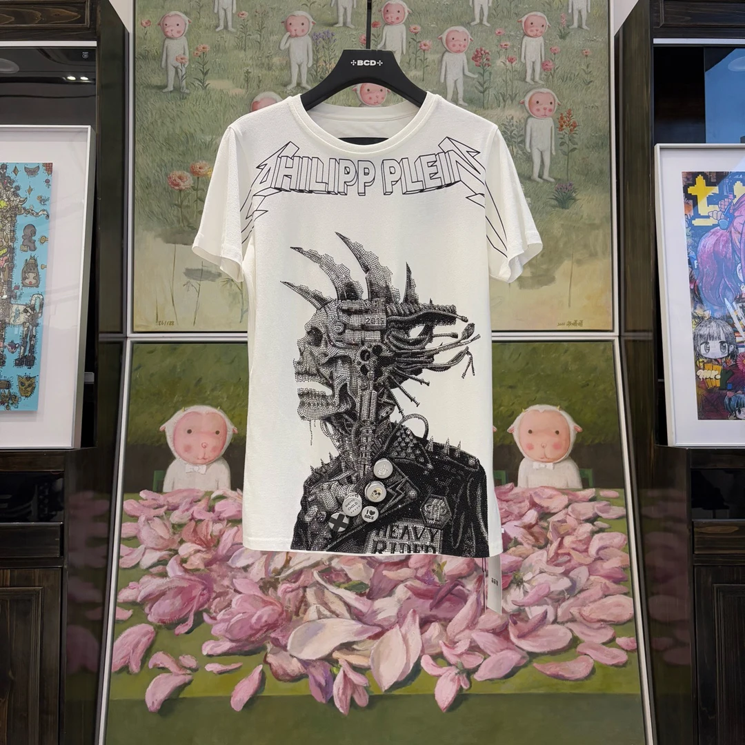 99新 maje 【BW】Philipp plein 水钻印花短袖 M码/全新/公价4400