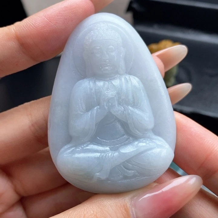 定制翡翠未镶嵌属羊猴守护大日