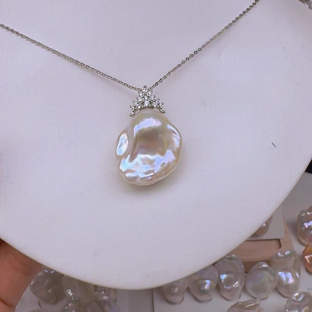 银S925镶嵌耳饰淡水珍珠