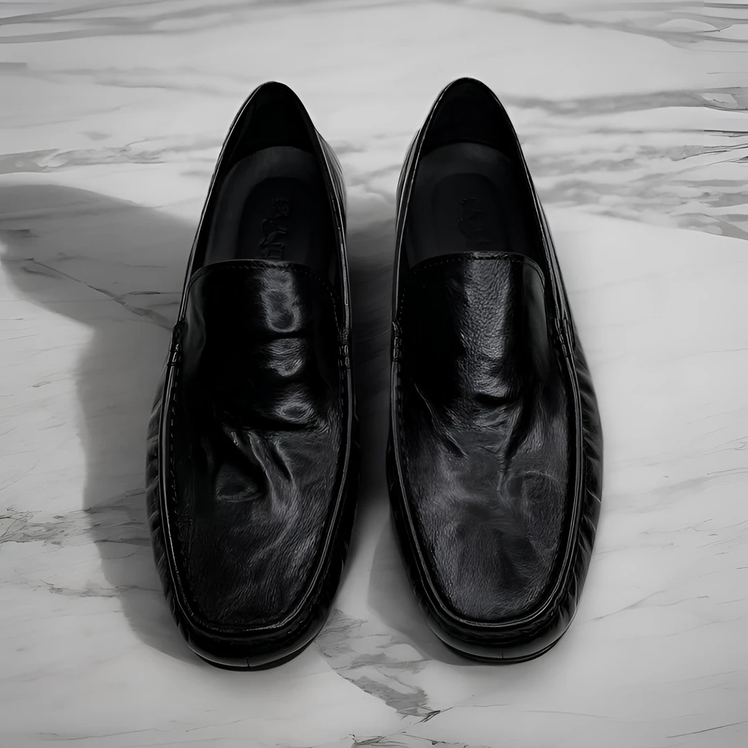 男士夏季吸汗透气休闲皮鞋时尚百搭软底头层牛皮豆豆鞋潮流鞋子