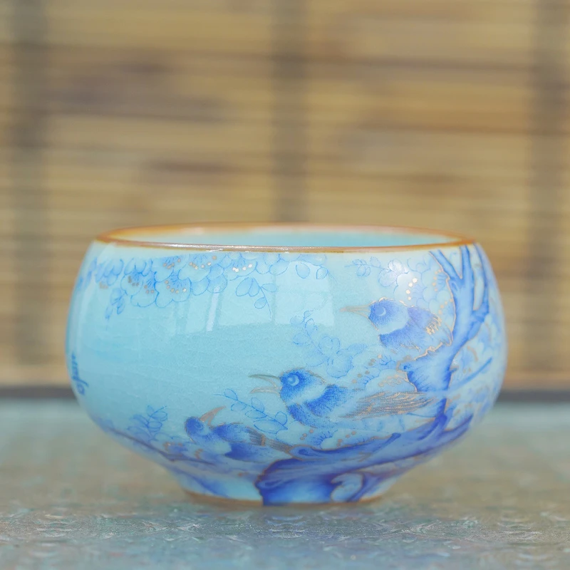 小罗汉天青蓝喜鹊开片65毫升