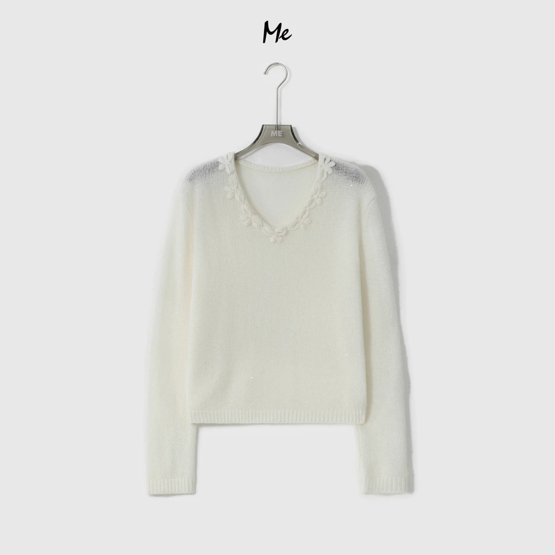 ME【花藤萤火虫】阿拉善山羊绒羊驼毛混纺亮片花纱时尚毛衣MESA1167