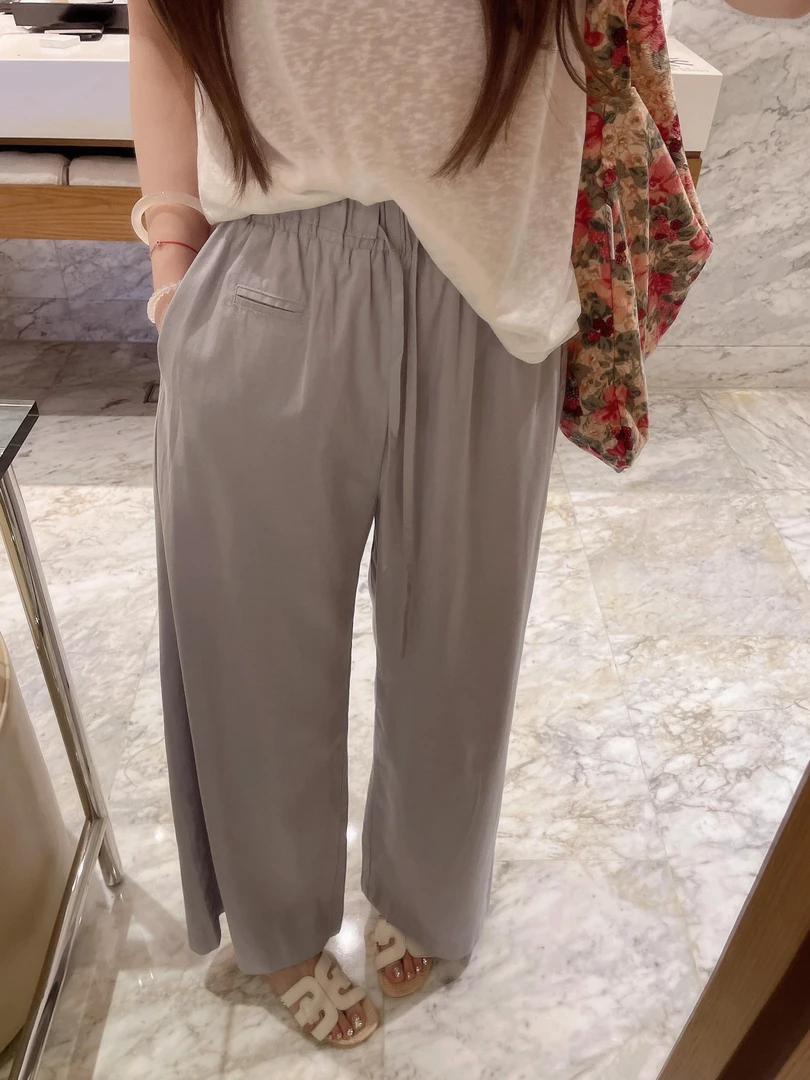 抽绳凉凉直筒休闲裤 夏季松紧腰