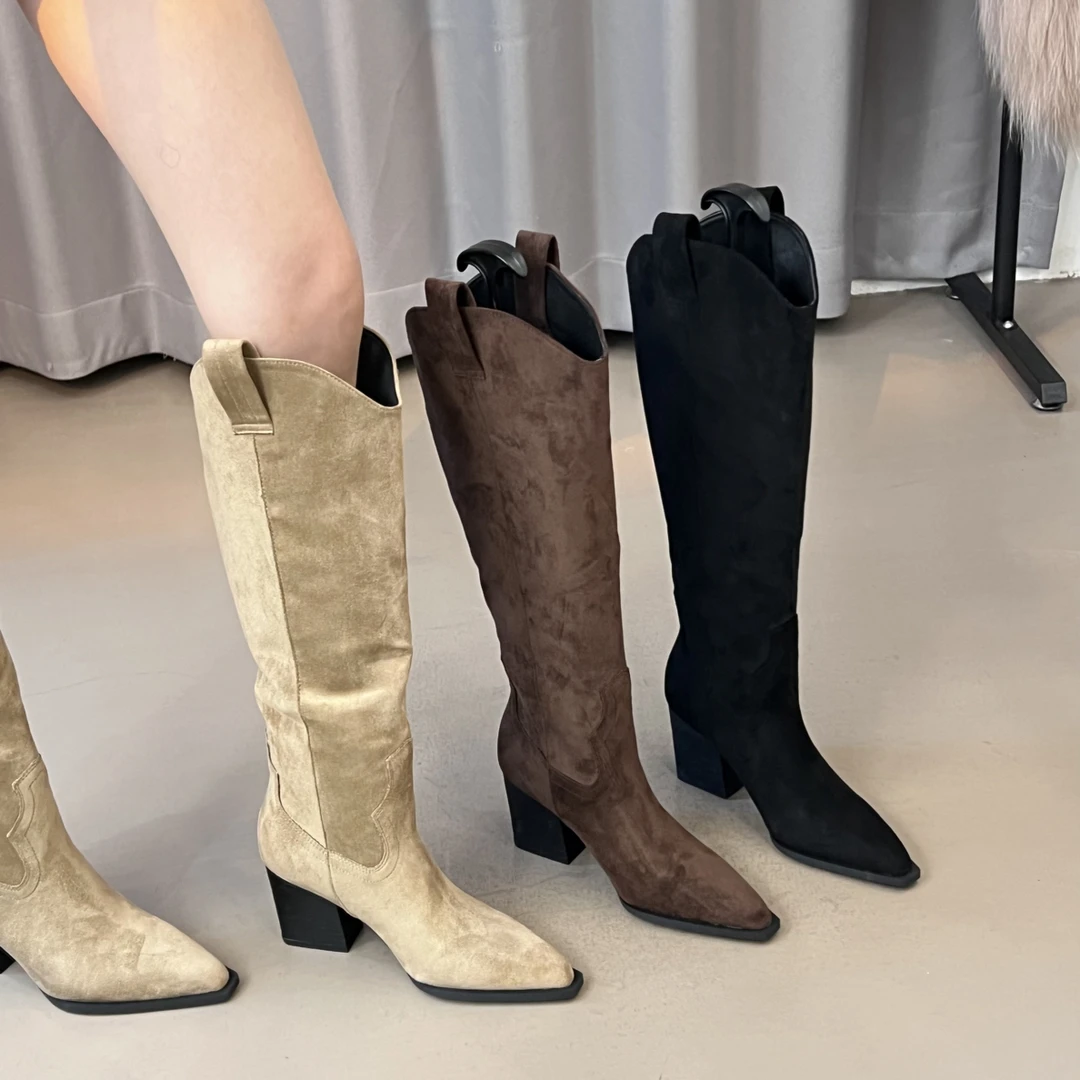 时装靴长筒骑士靴女鞋城市机车风new vintage富家千金风粗跟靴子