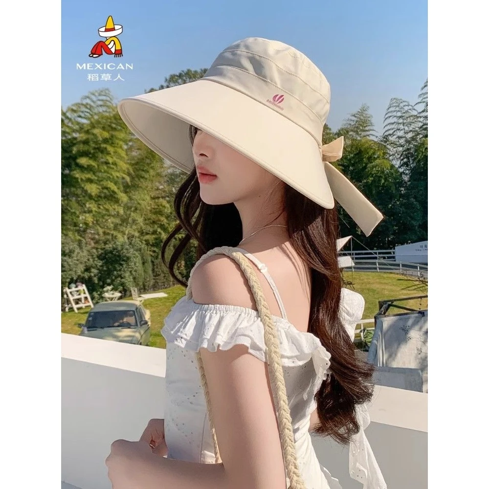 Mexican/稻草人帽子女春夏防晒遮阳渔夫帽韩系百搭休闲大檐渔夫帽