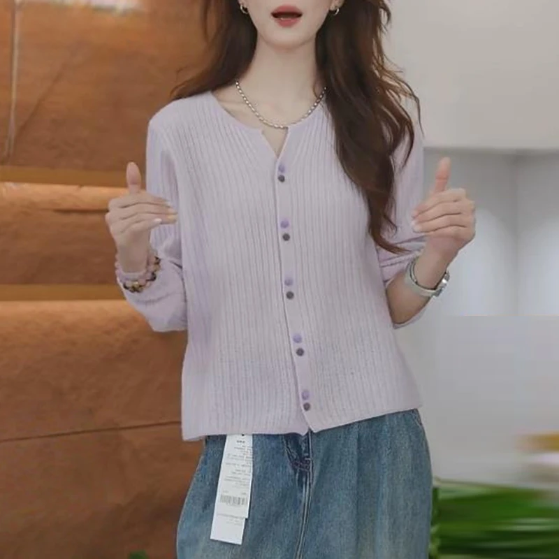 时尚修身百搭气质针织衫女士2025秋季新款显瘦高级感洋气长袖上衣