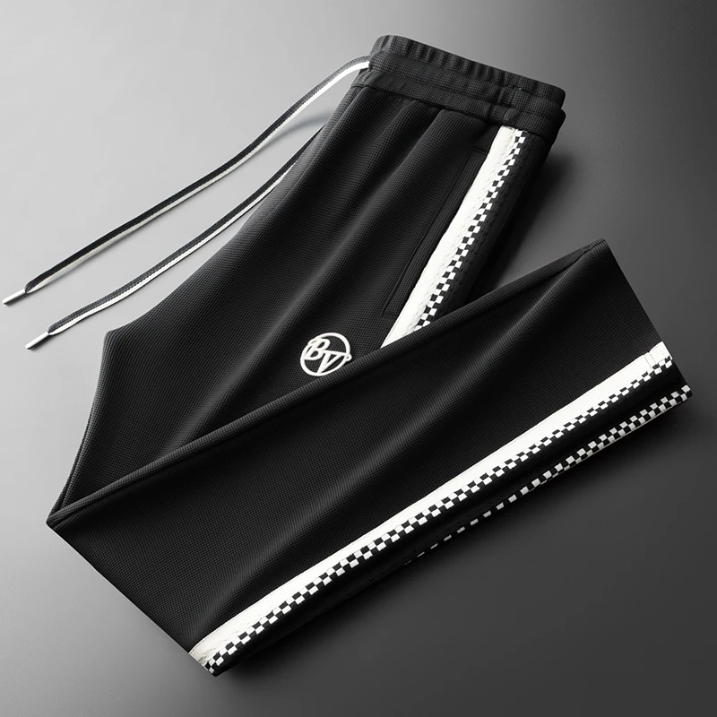 BQDK秋季轻奢高端欧货运动休闲卫裤男个性时尚潮流撞色直筒休闲裤