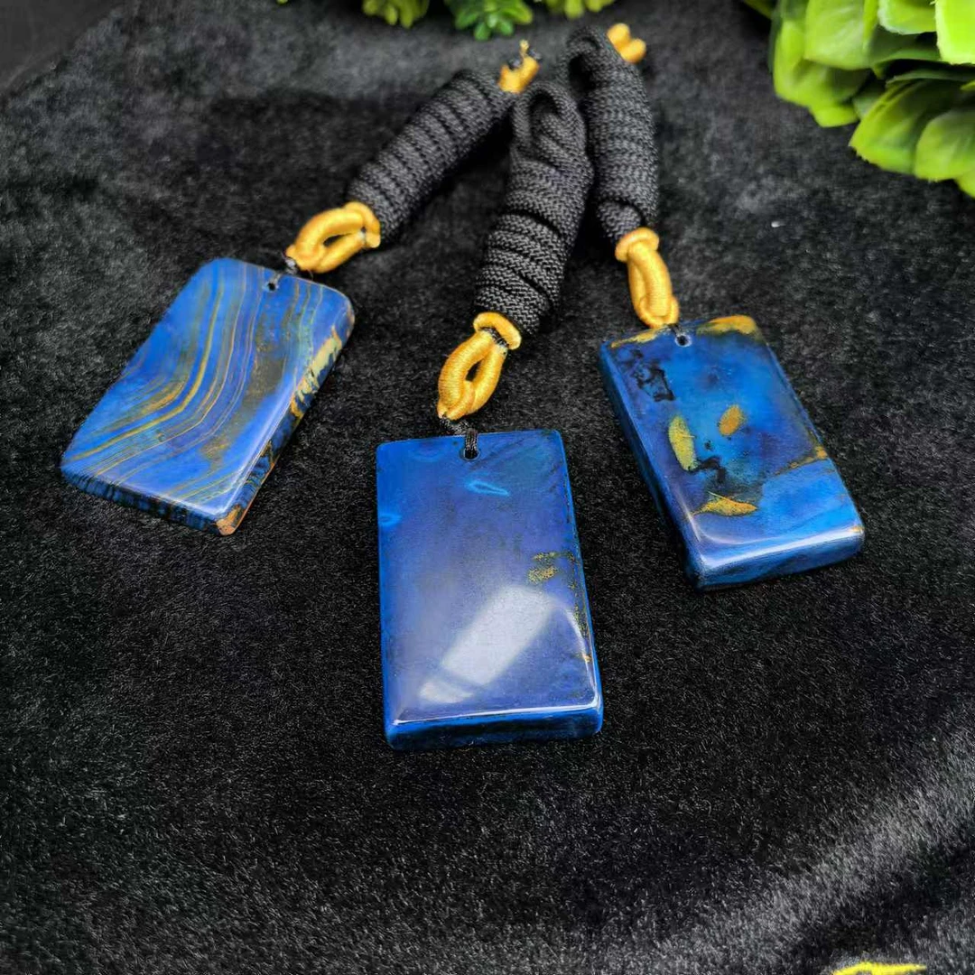 S6332彼得大帝 玛瑙蓝无事牌吊坠-配绳-多样性发货只发一件