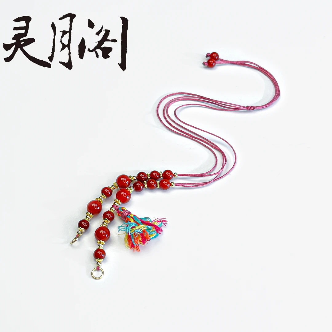 南红玛瑙圆珠赤缕织锦项链6mm FYX-C438