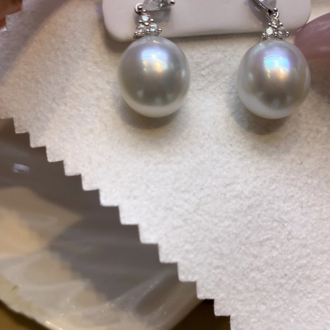 银S925镶嵌耳饰海水珍珠