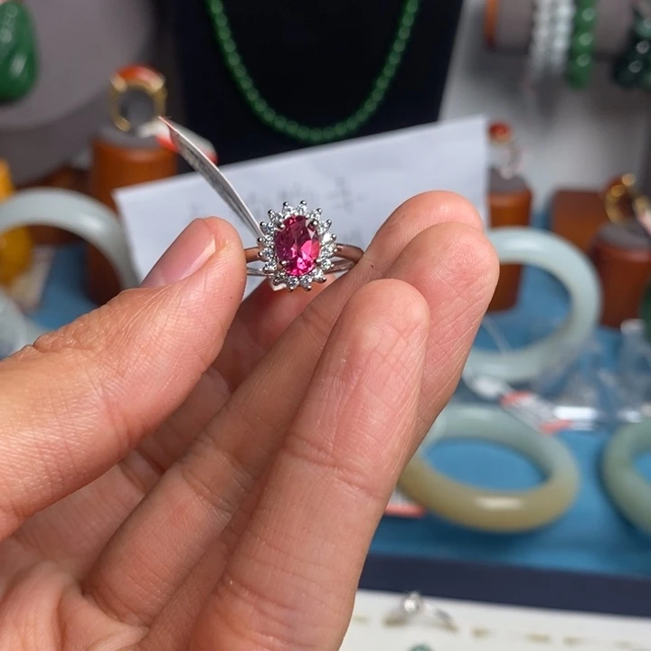 戒指托帕石银S925镶嵌