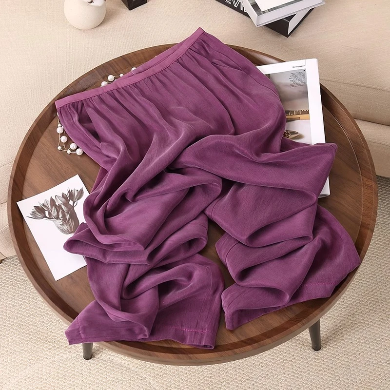 铜氨丝阔腿裤女2025新款夏款凉凉裤小个子夏季薄款垂感抖抖冰丝裤