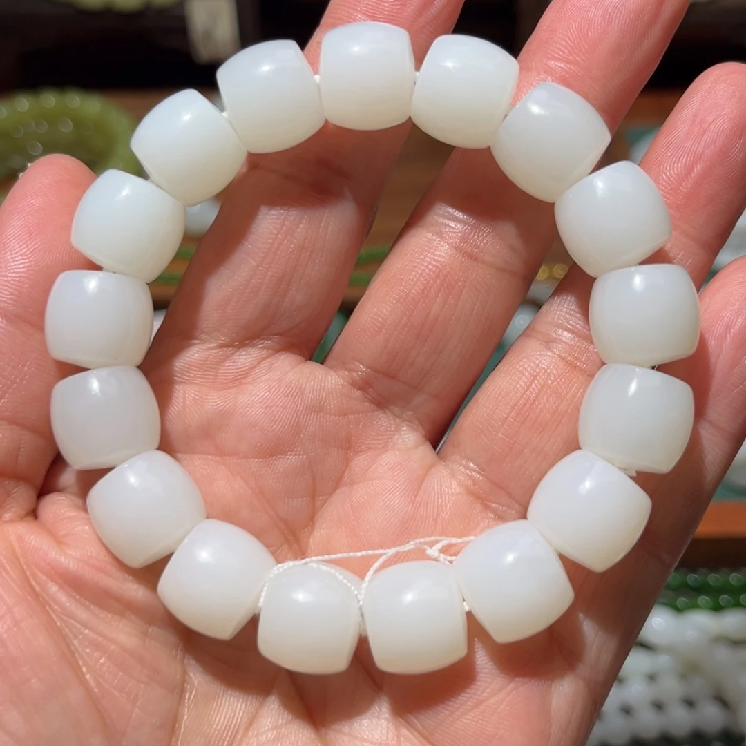 和田玉未镶嵌手链直切12x13