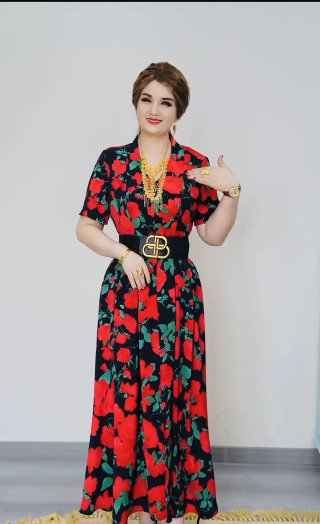 MAYEIL/迈艺丽613印花长裙长袖绿色印花法式连衣裙气质女装花色