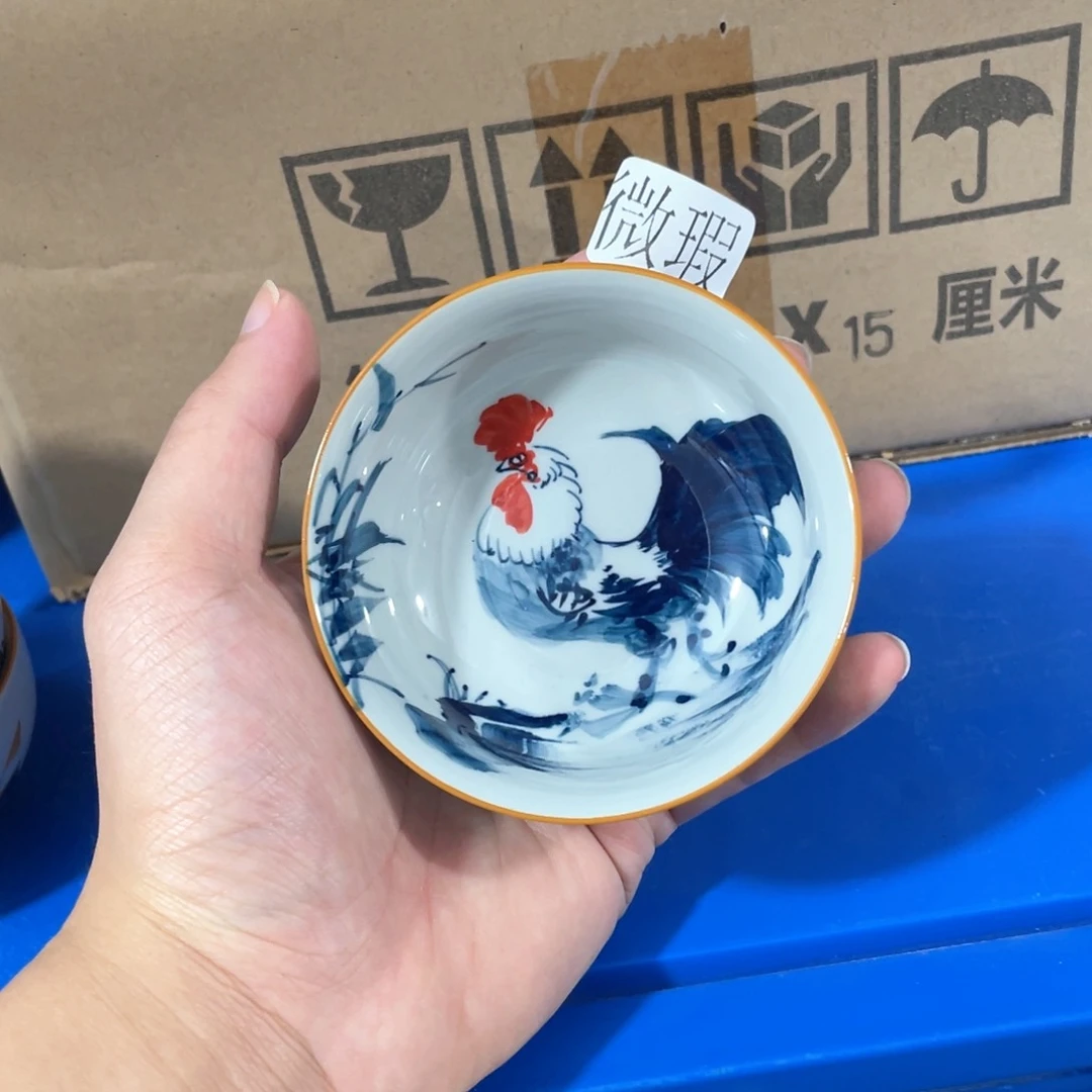 釉下手绘茶具微瑕
