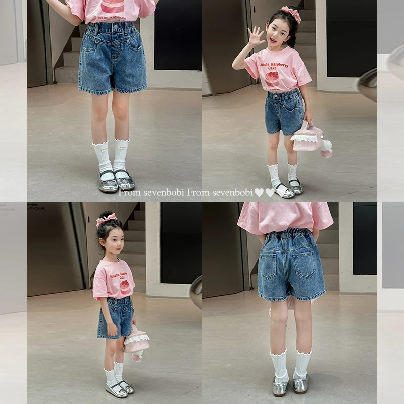SKB2449女童韩版洋气百搭牛仔短裤春夏装新款高腰休闲A字热裤潮