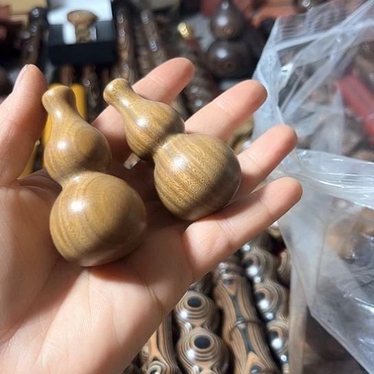 木绿檀奶瓶葫芦一对