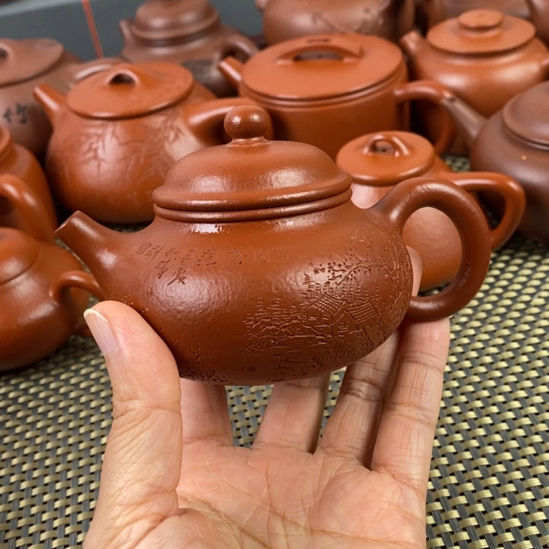 莫***名茶壶紫砂朱泥全手工容天170cc