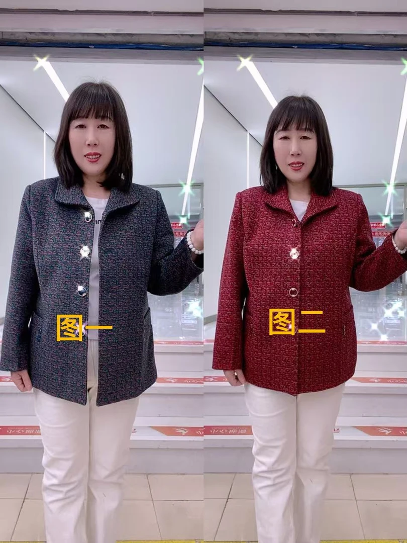 奶奶春秋外套中老年妈妈装宽松翻领上衣老人衣服老太太穿搭