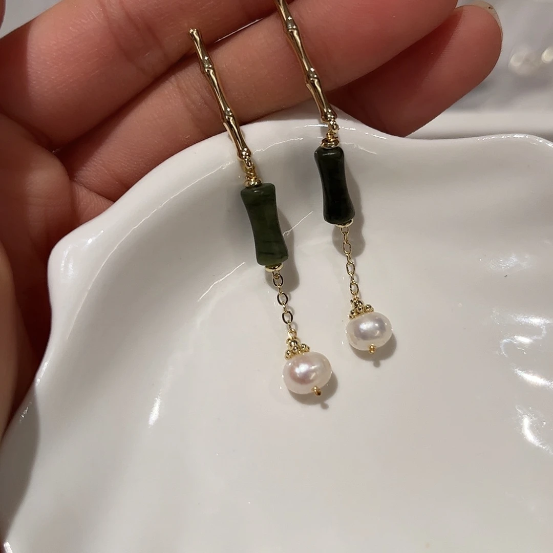 合金淡水珍珠耳饰