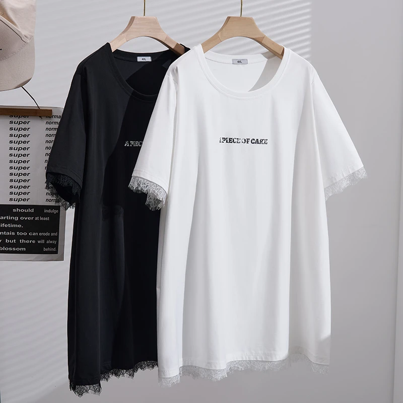 S5601大码女装夏高个子中长款上衣款胖MM230斤宽松遮肚子短袖T恤