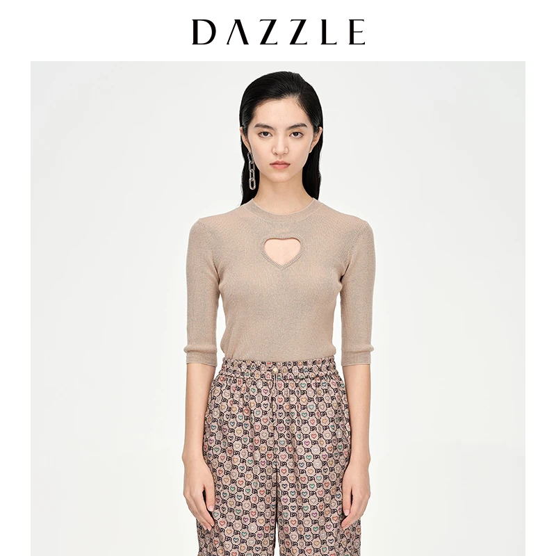 【MD】【赵老板专属】DAZZLE地素春薄款水溶羊毛爱心针织打底衫女2D1E