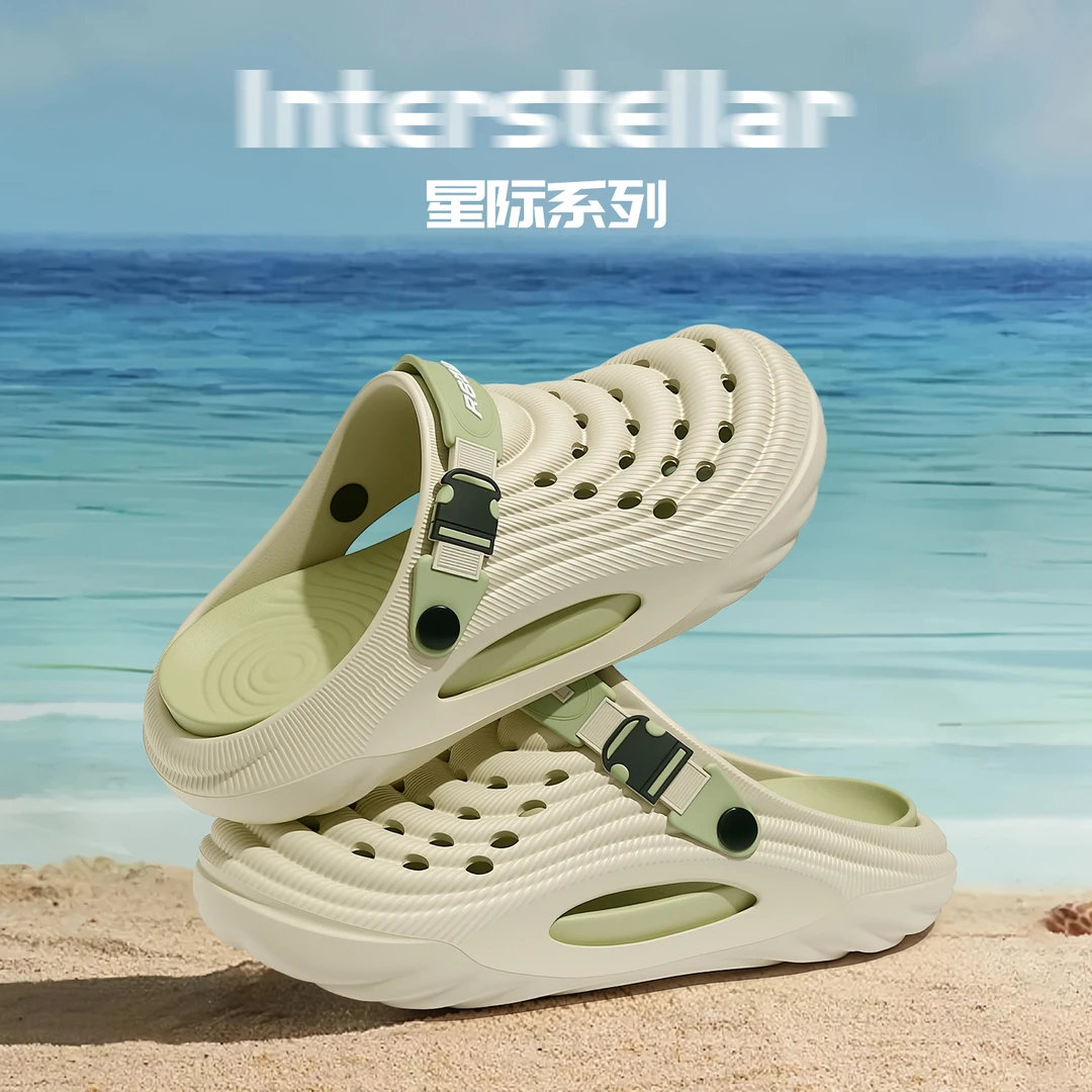 猫力开车夏季防滑透气厚底包头凉拖男士外穿洞洞鞋男款2025新款