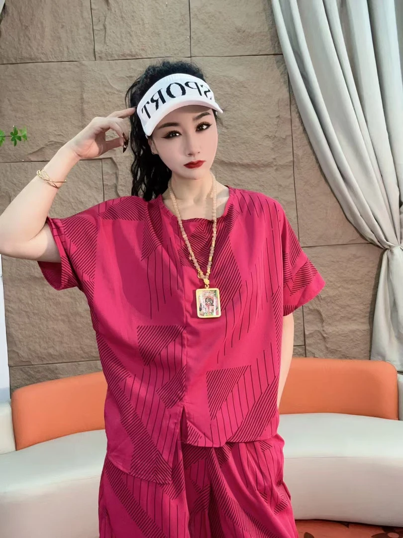 407（安言服饰）新款时尚个性宽松显瘦显身材洋气薄款夏季白塔套装