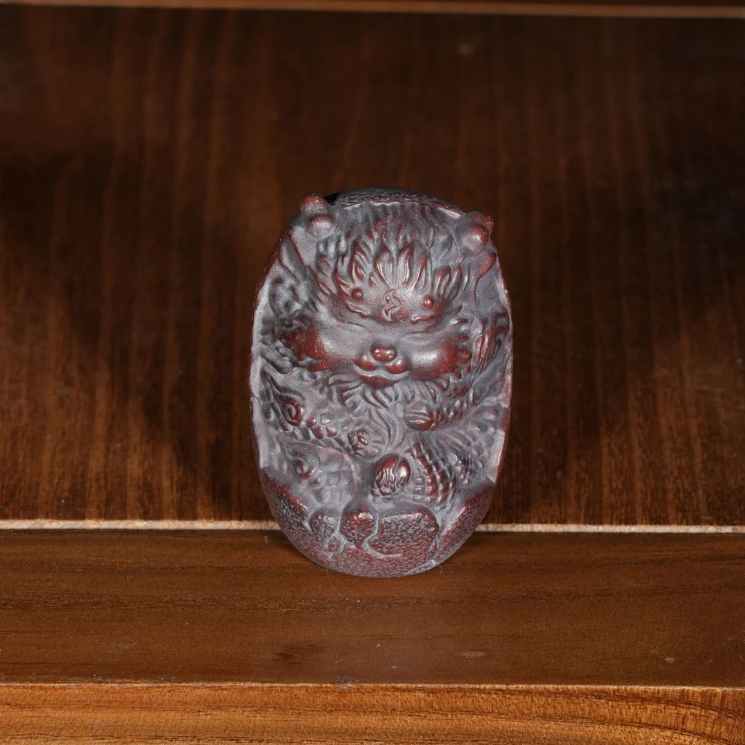 宜兴原矿高温石红雕塑小龙蛋紫砂手工茶宠茶玩茶道摆件