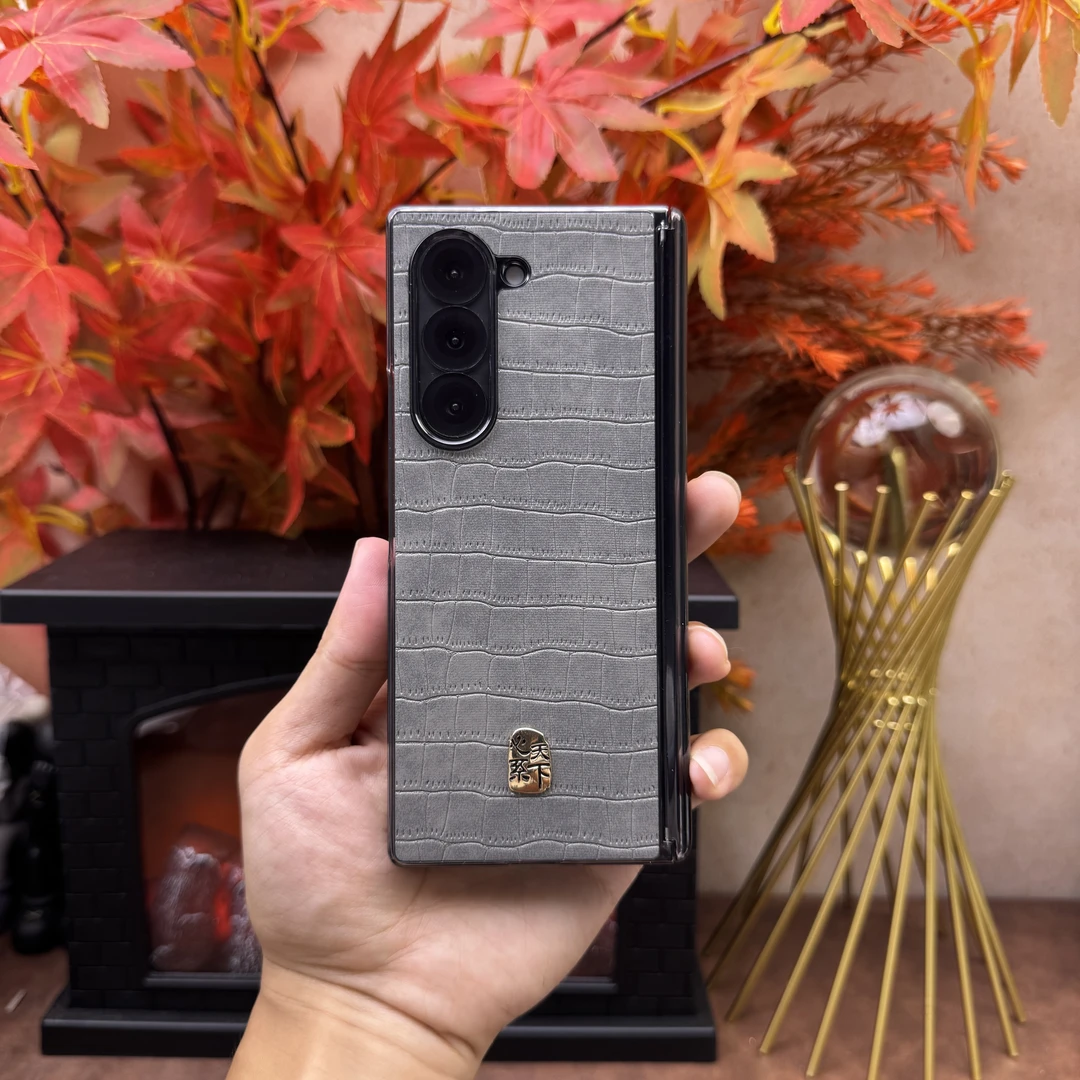 适用三星zfold6手机壳高档鳄鱼皮纹zfold345磁吸中轴w23W24W25女