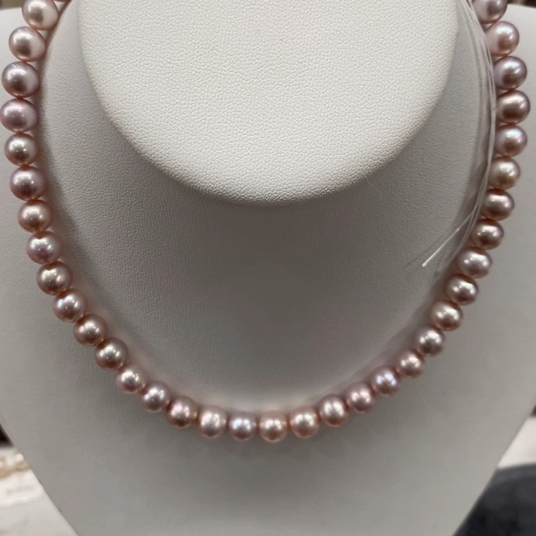 小***兔颈饰淡水珍珠银S925镶嵌7.5-8.5