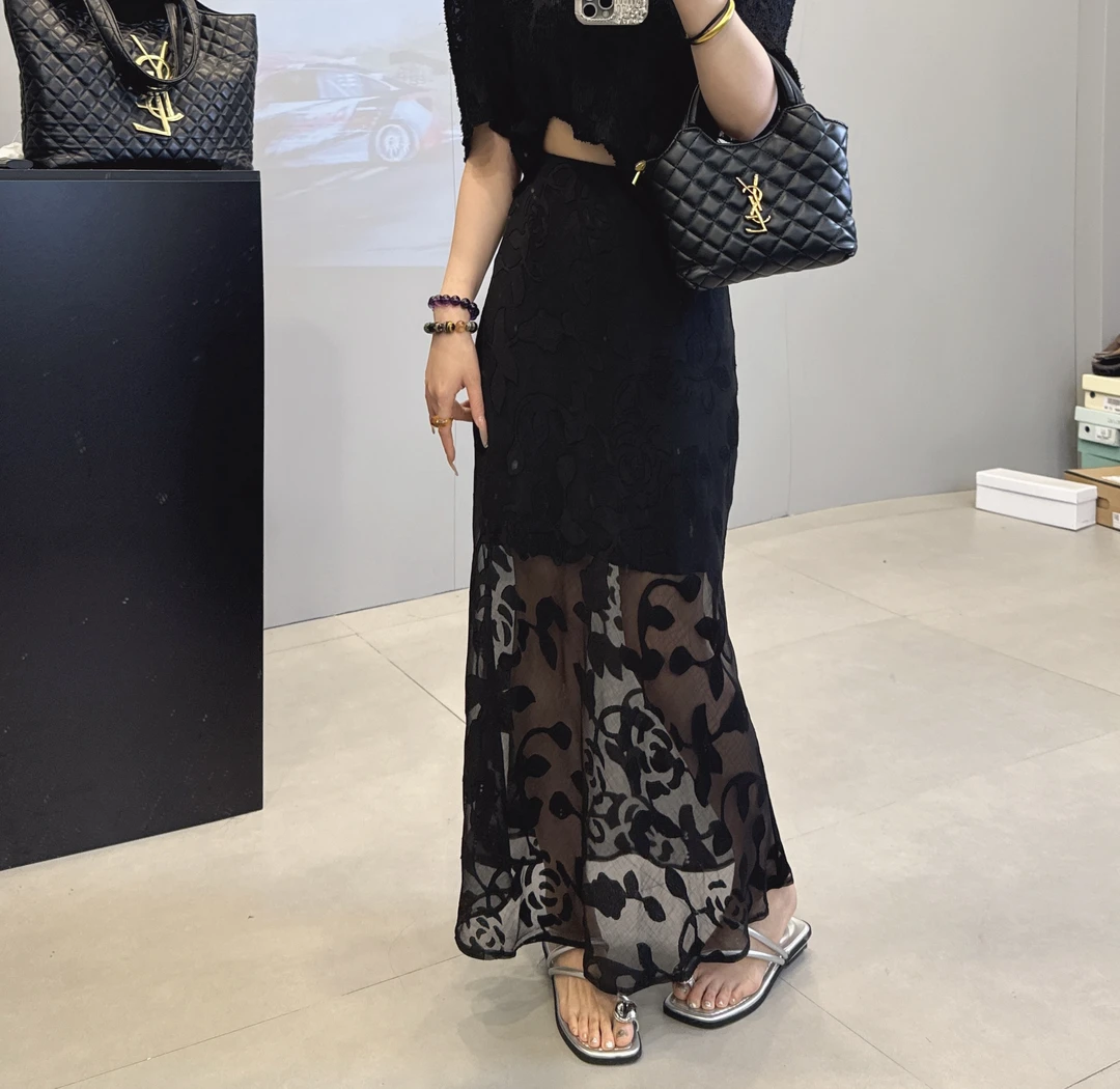 韩版东大门高腰松紧腰气质显瘦百搭雪纺鱼尾裙