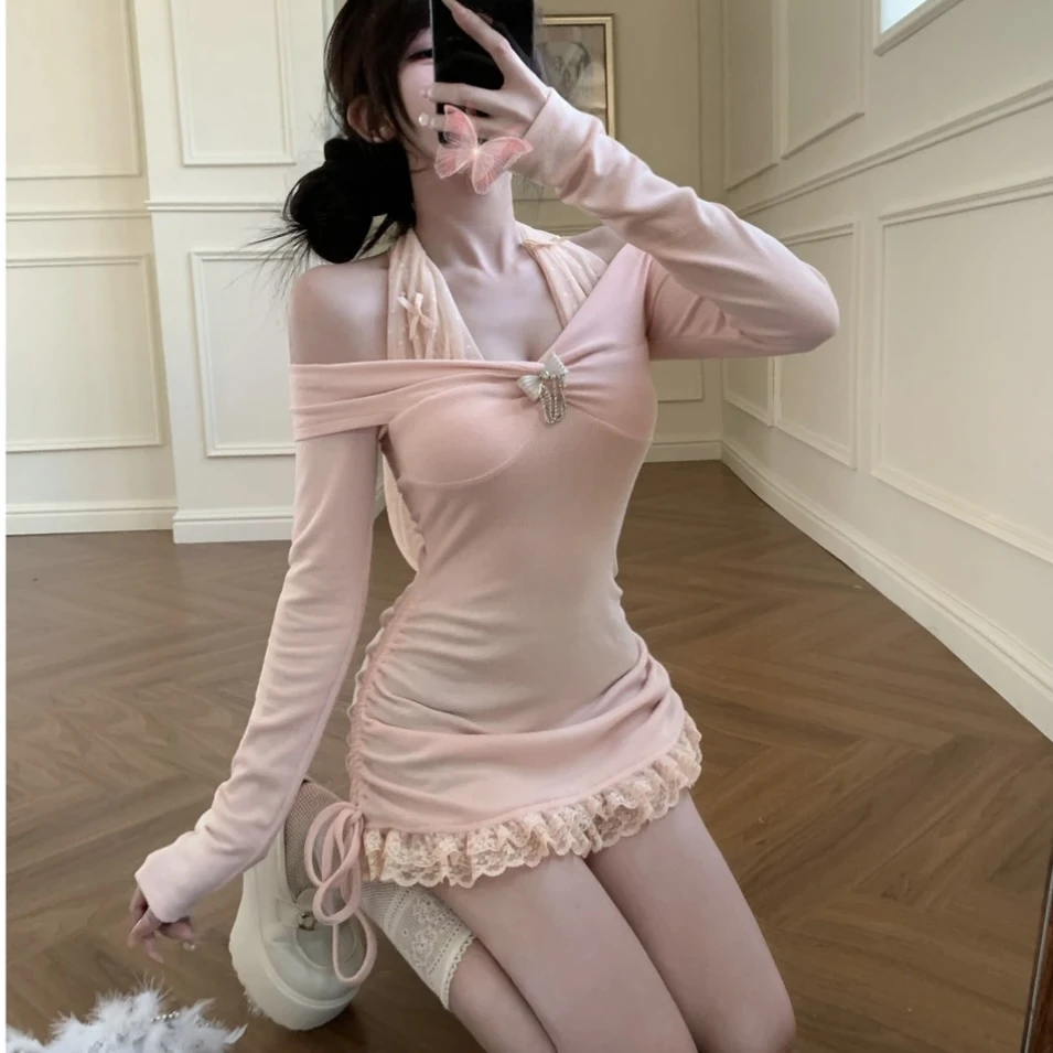 MUA家人间水蜜桃显瘦纯欲粉色连衣裙夏季款