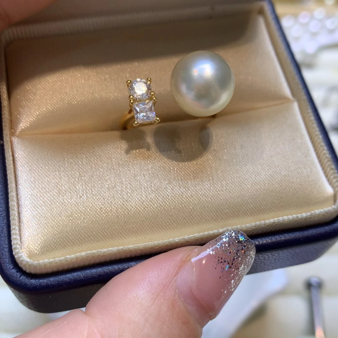 海水珍珠戒指银S925镶嵌