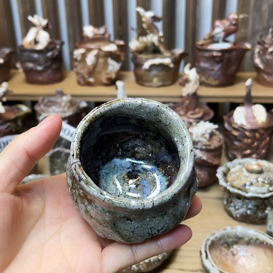 瓶柴烧粗陶手捏杯