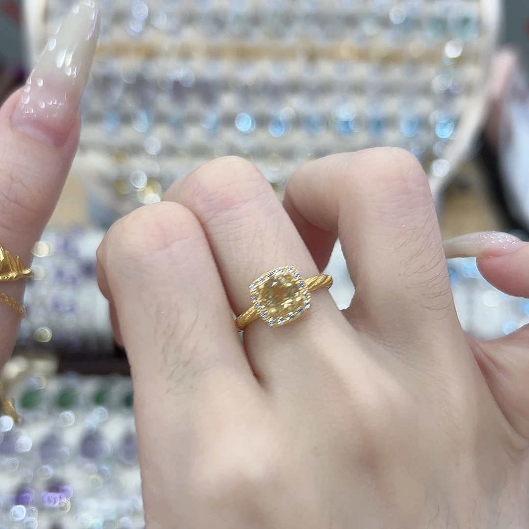 糖****戒指银S925镶嵌黄晶