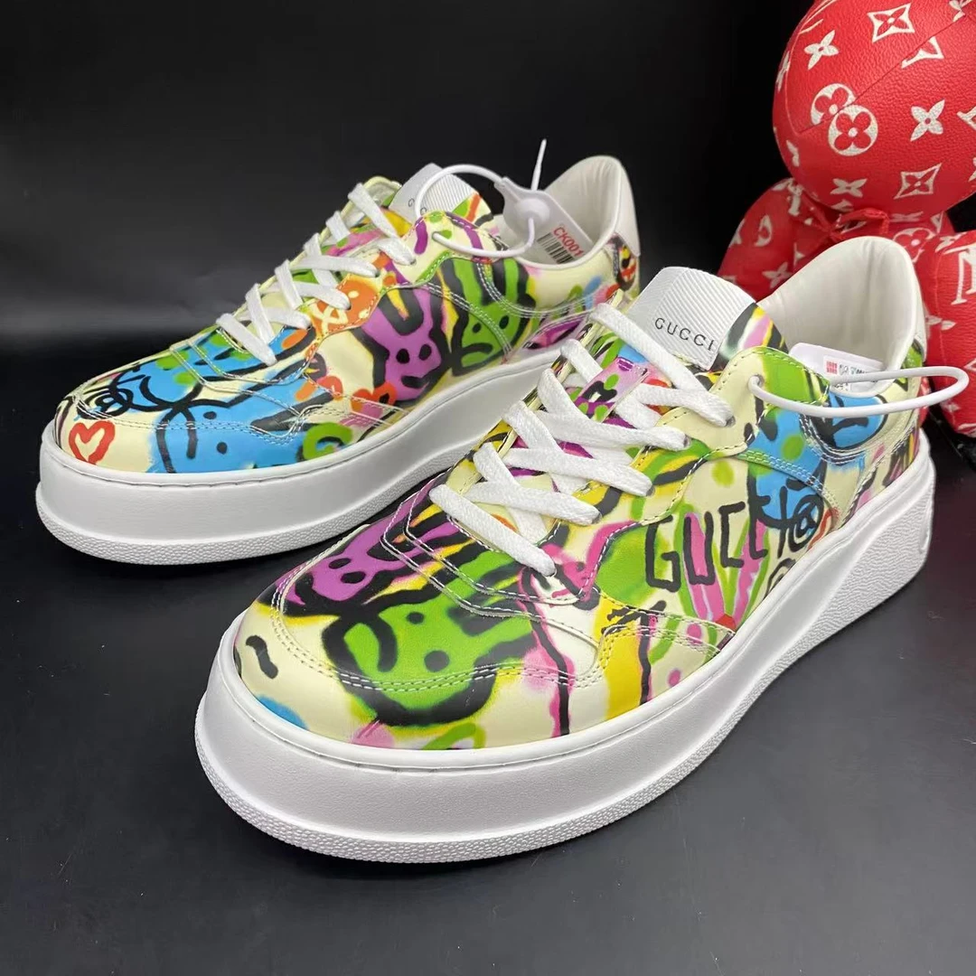 99新 GUCCI/古驰 兔年限定涂鸦时尚舒适饼干鞋40.5欧码kke396