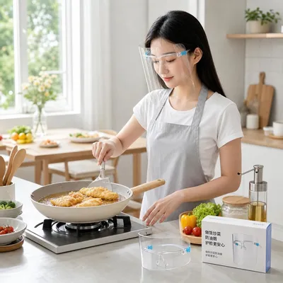 厨房炒菜防油烟防油溅面罩女士全脸部防护遮面具做饭面部护脸神器