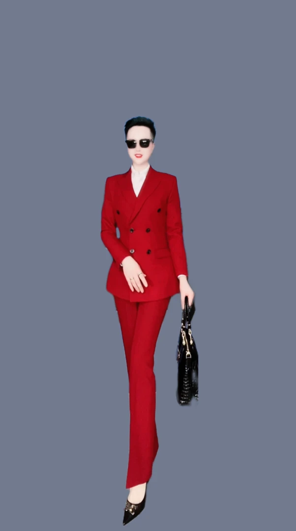 【白衣哥】新款酒红色婚礼主持人高端定制礼服职业套装气质修身款