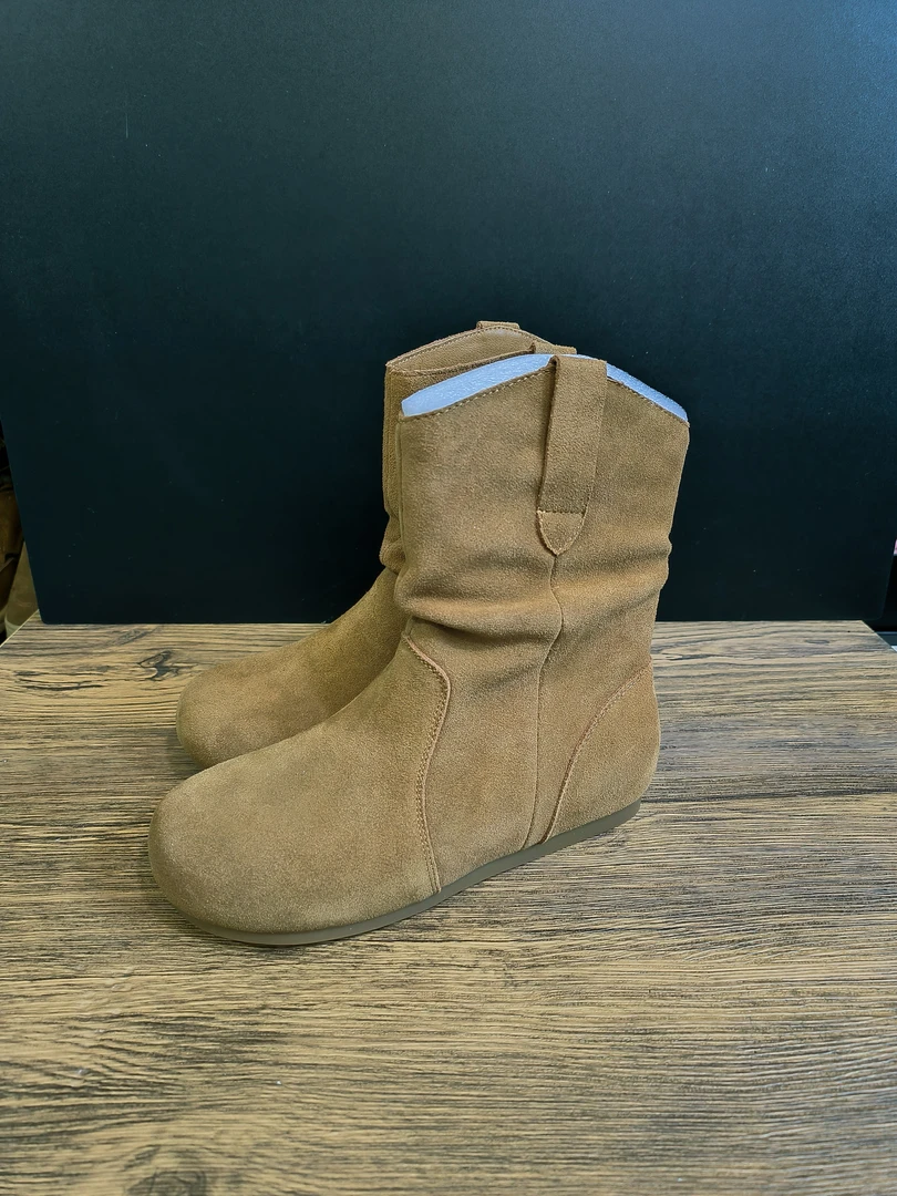 休闲微瑕疵靴真皮短靴复古女靴单靴中筒圆头筒靴